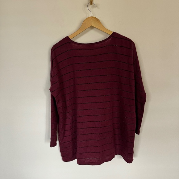 J. Jill Sweater Women's XS Red Lightweight Striped Wool Blend Casual Relaxed - Picture 4 of 4